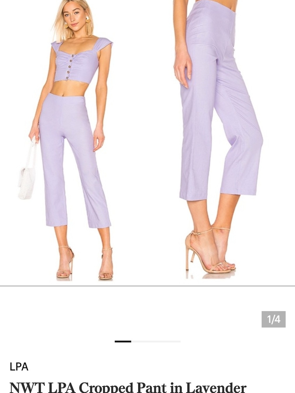 LPA Lavender High-Rise Cropped Straight Pants